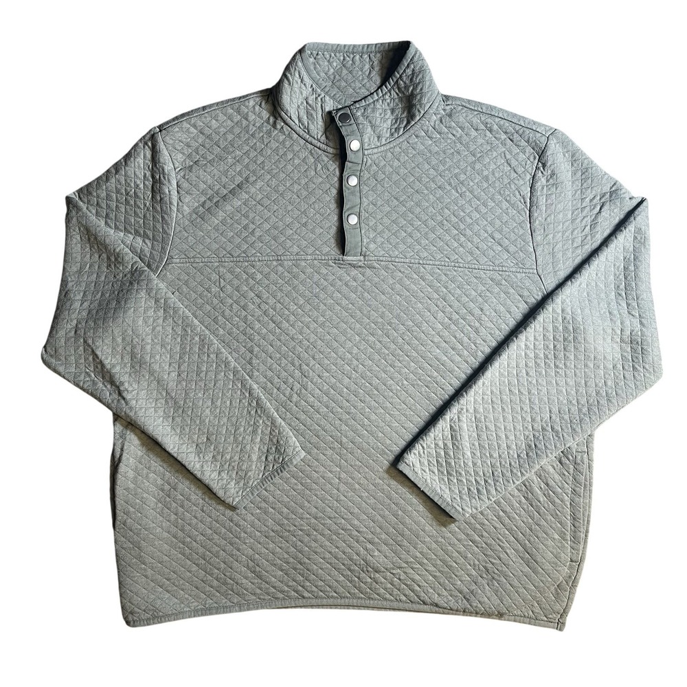 Sonoma Quilted Snap Pullover Mock Neck Sweatshirt XXL sage Green cozy cabin - Picture 2 of 8